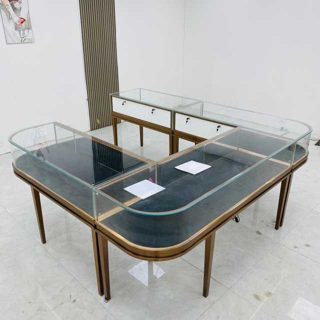 Stainless Steel Fan-shaped Jewelry Display Cabinet