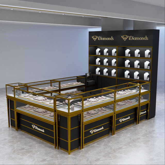 Black double-decker jewelry kiosk