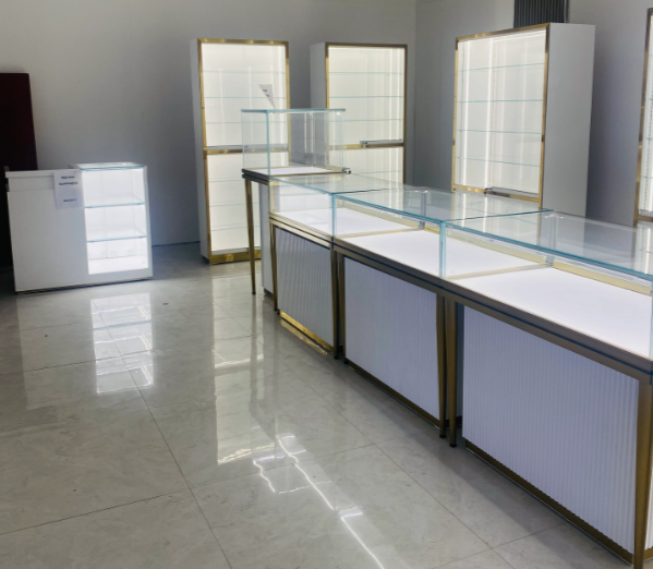 Wooden Base Jewelry Display Cabinet for Retail