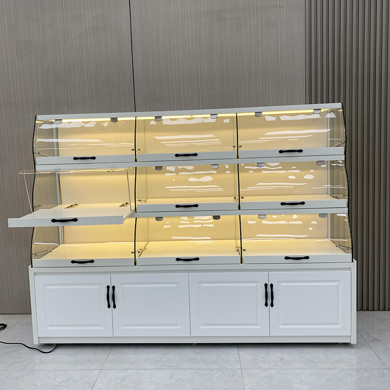 White lacquered bread display cabinet