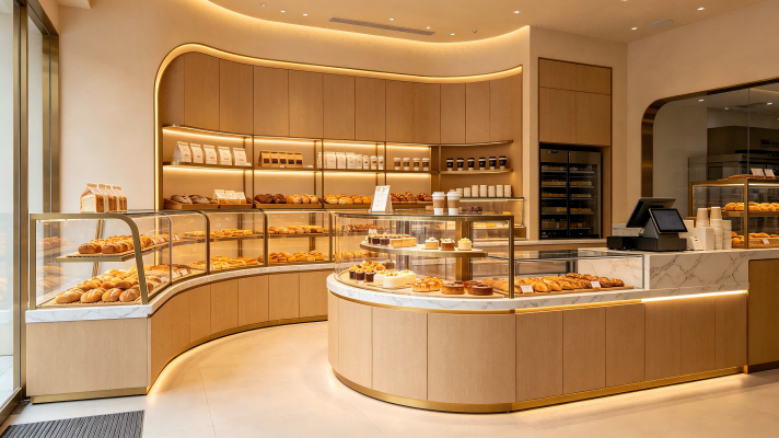 Custom bakery store fixtures and display cabinets