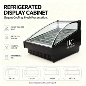 Black Refrigerated Ice Cream Display Cabinet