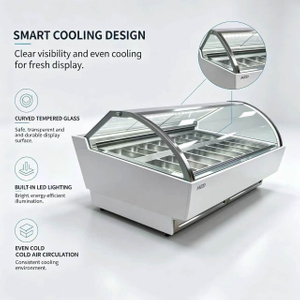 White Curved-Glass Refrigerated Display Cabinet