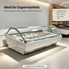 Long White Curved-Glass Ice Cream Display Cabinet